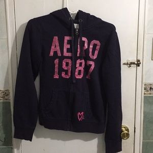 Navy blue zip-up hoodie